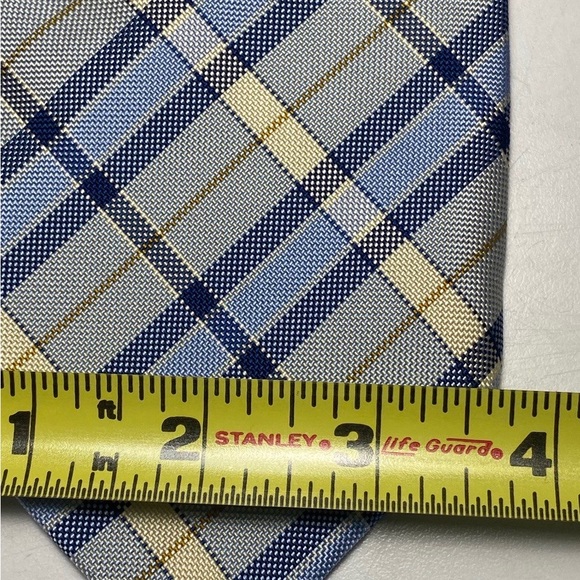 Faconnable Silk Textured Tie Blue Silver Geometric 59L Neck Luxury - Picture 5 of 7